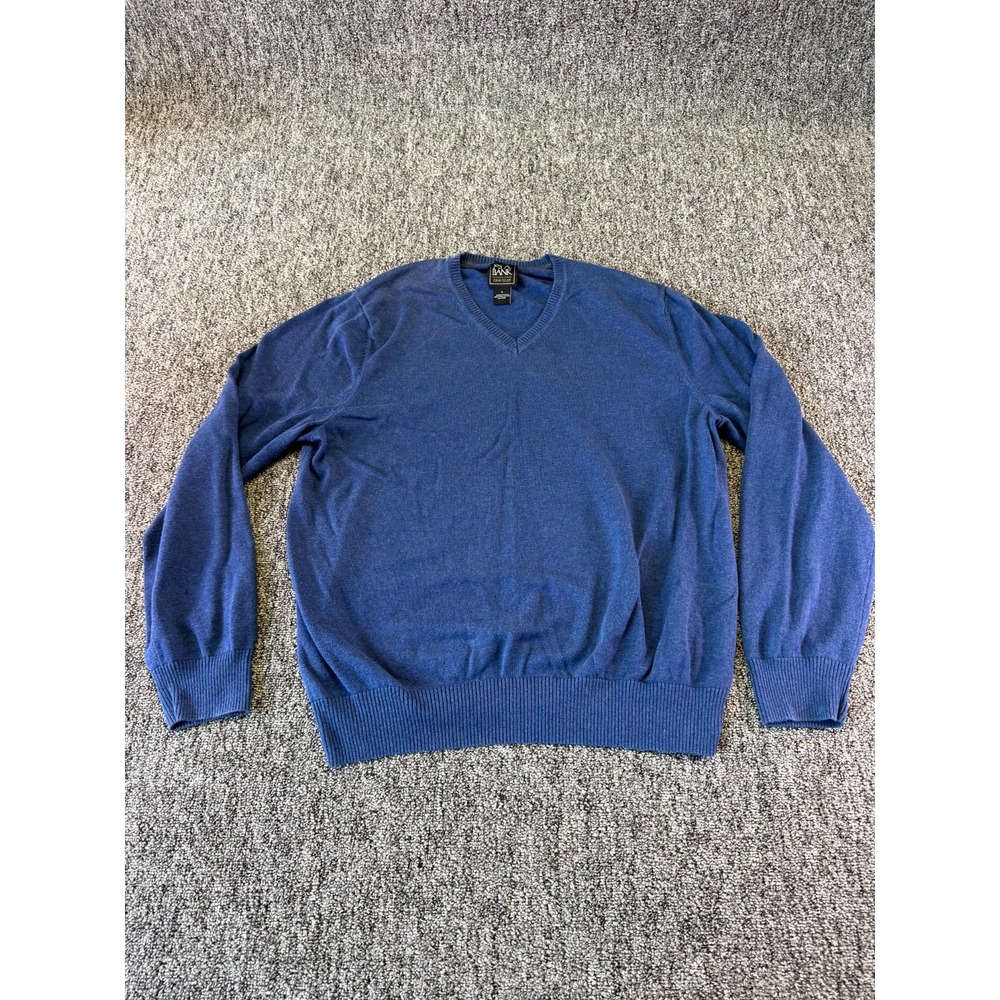 Jos. A. Bank Traveler Sweater Mens Large Blue Pima Cotton Tight Knit Ribbed Trim